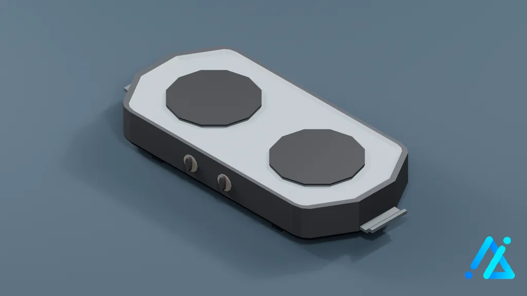 Low-Poly Two-Burner Tabletop Stove 01 — Charcoal — 3D model preview