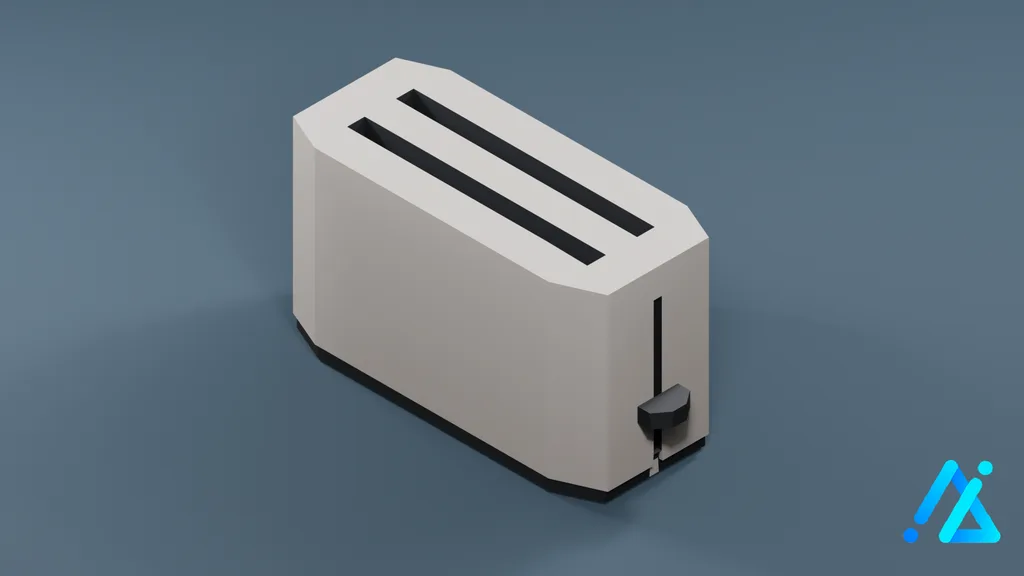 Low-Poly Two-Slot Toaster 01 — White — 3D model preview