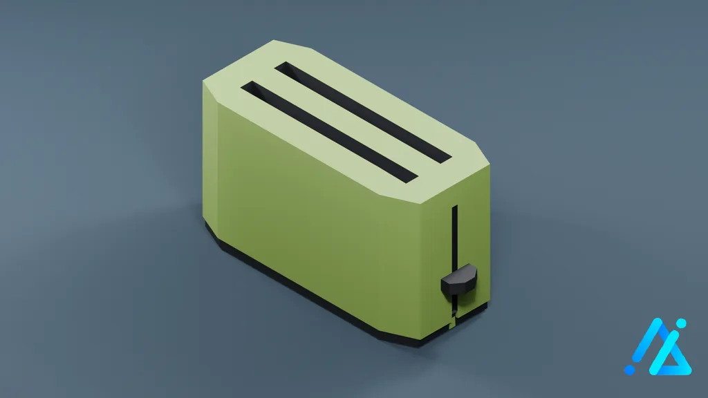Low-Poly Two-Slot Toaster 01 — Green — 3D model preview