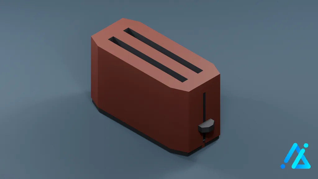 Low-Poly Two-Slot Toaster 01 — Red — 3D model preview