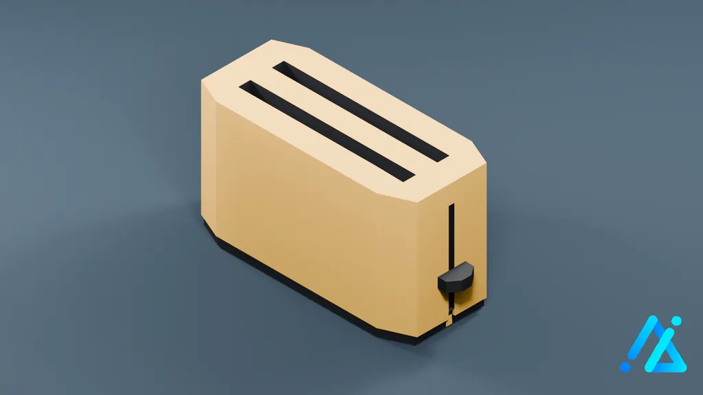Low-Poly Two-Slot Toaster 01 — Cream — 3D model preview
