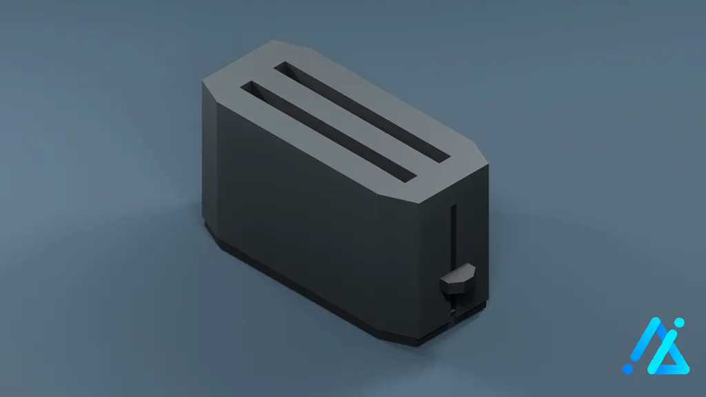 Low-Poly Two-Slot Toaster 01 — Charcoal — 3D model preview