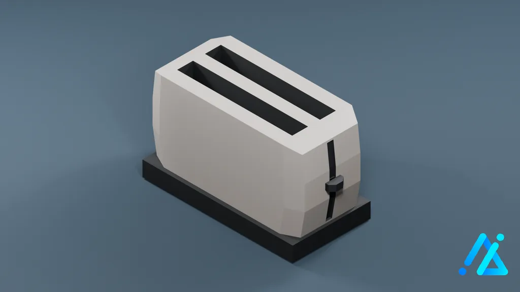 Low-Poly Two-Slot Toaster on Base 01 — White — 3D model preview