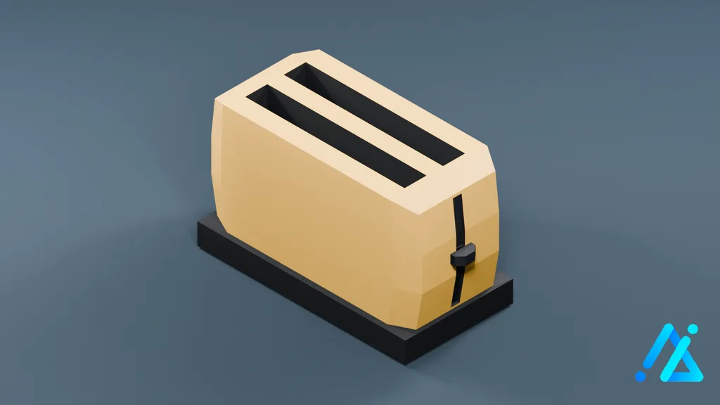 Low-Poly Two-Slot Toaster on Base 01 — Cream — 3D model preview