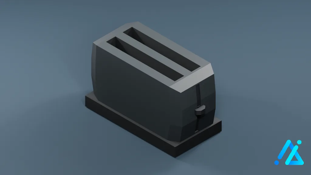 Low-Poly Two-Slot Toaster on Base 01 — Charcoal — 3D model preview