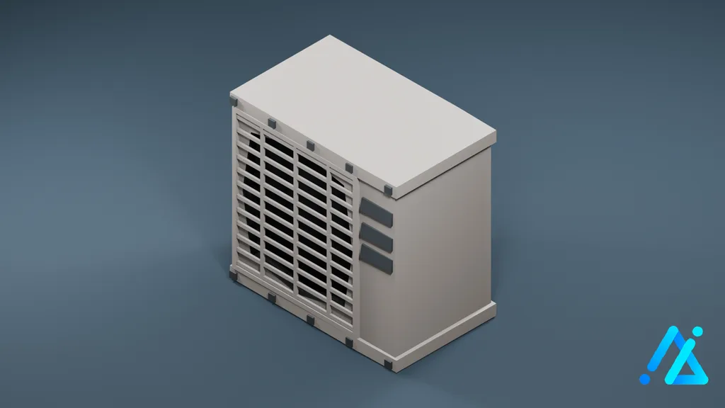 Low-Poly Ventilation Unit 01 — 3D model preview