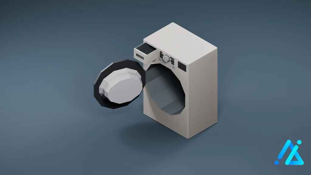 Low-Poly Front-Loading Washing Machine 01 — White — 3D model preview