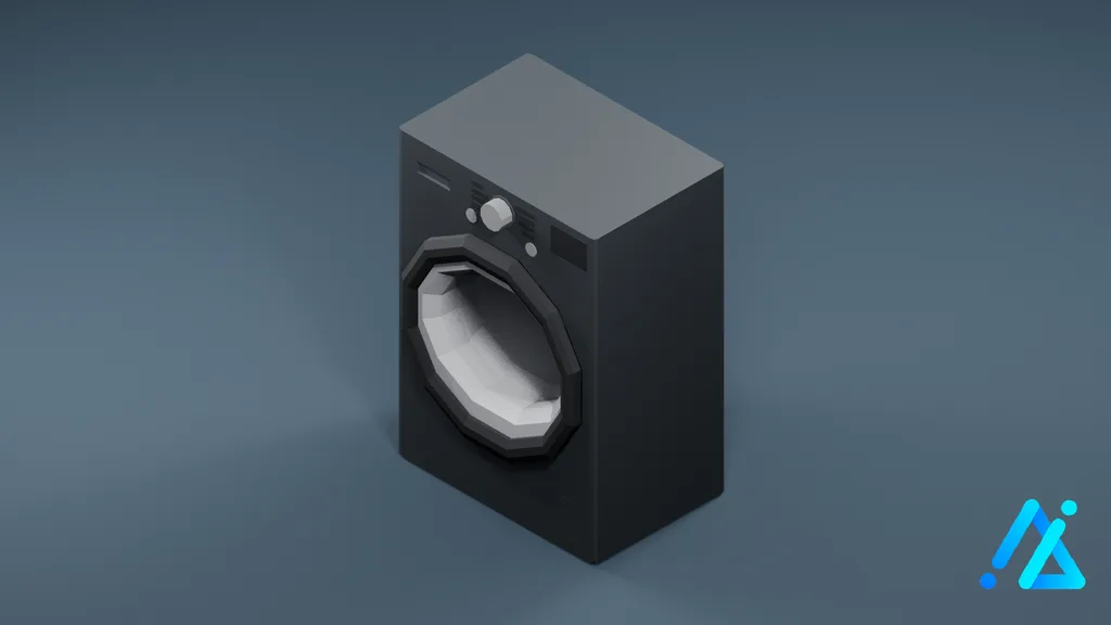 Low-Poly Front-Loading Washing Machine 01 — Charcoal — 3D model preview