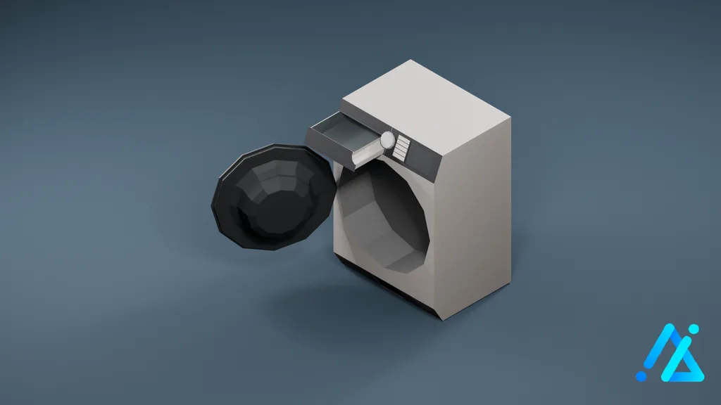 Low-Poly Modern Washing Machine 01 — White — 3D model preview