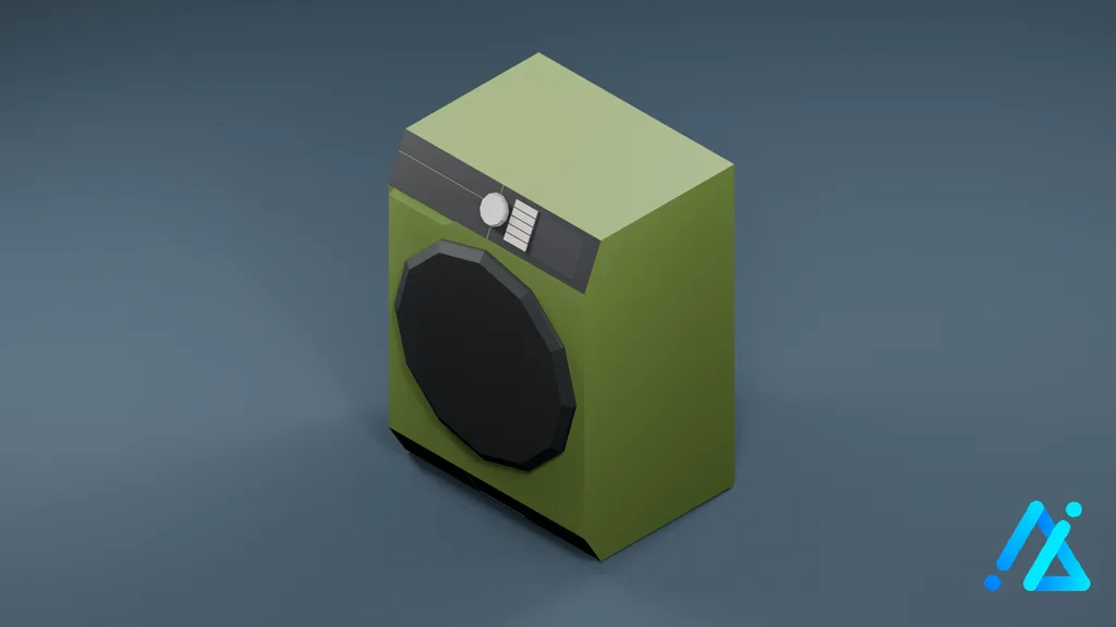 Low-Poly Modern Washing Machine 01 — Green — 3D model preview