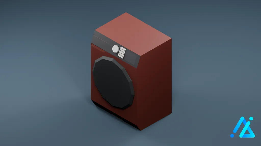 Low-Poly Modern Washing Machine 01 — Red — 3D model preview