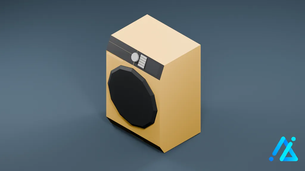 Low-Poly Modern Washing Machine 01 — Cream — 3D model preview