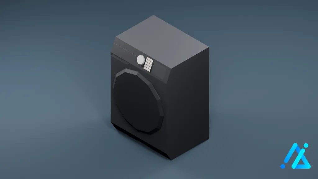 Low-Poly Modern Washing Machine 01 — Charcoal — 3D model preview