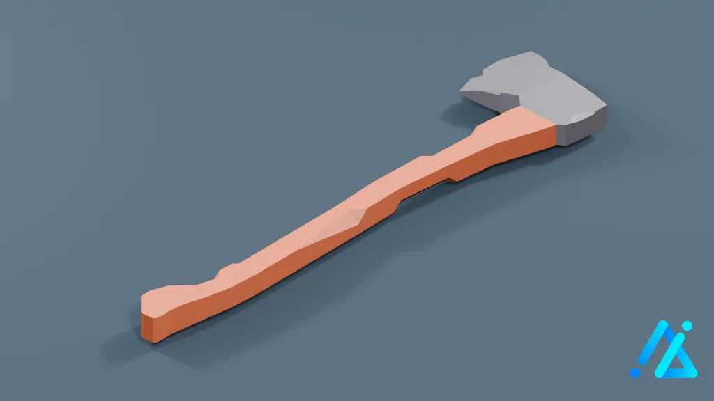 Low-Poly Woodcutter Axe — 3D model preview