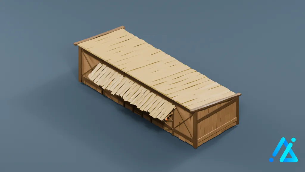 Low-Poly Timber Barn — 3D model preview