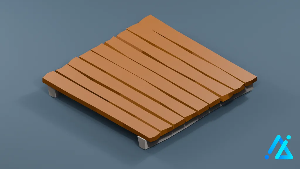 Low-Poly Flat Dock Section — 3D model preview