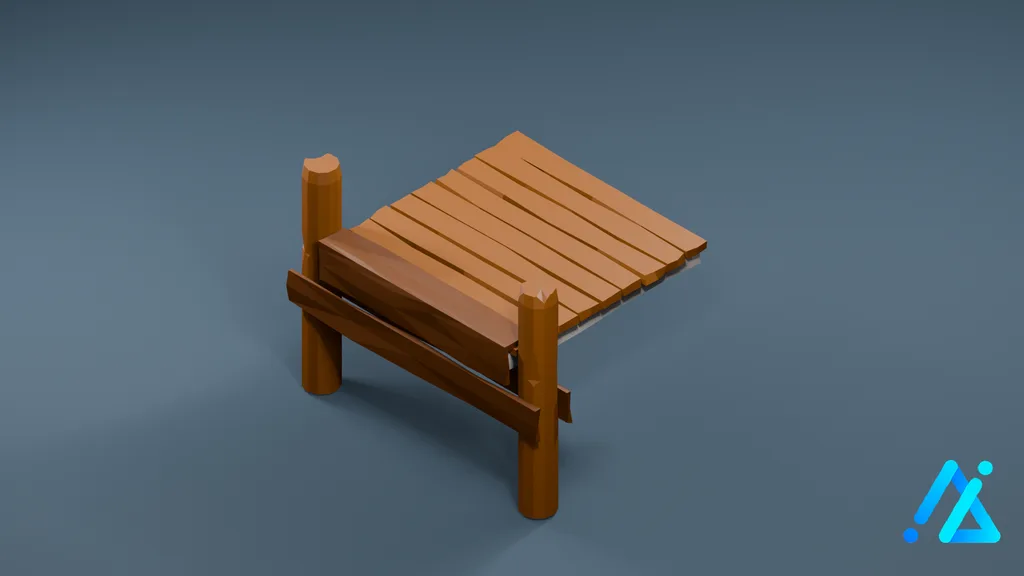Low-Poly Raised Dock Section — 3D model preview