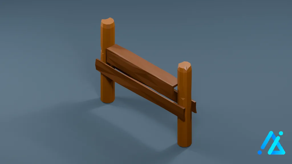 Low-Poly Dock Railing Section — 3D model preview