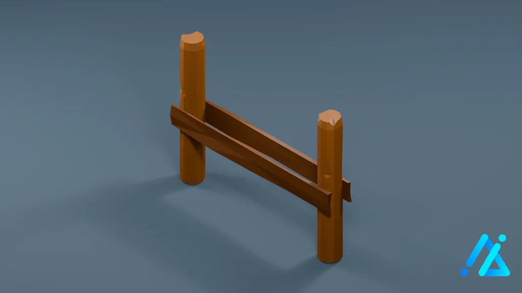 Low-Poly Open Dock Railing Section — 3D model preview