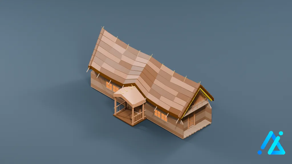 Low-Poly Timber Village House 01 — 3D model preview