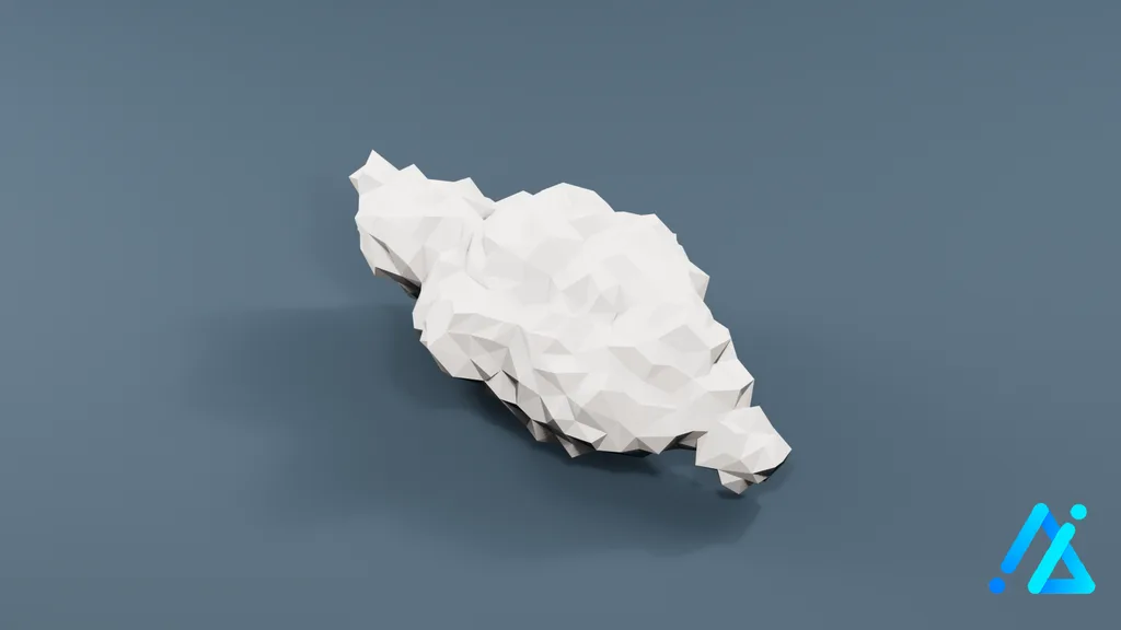 Low-Poly Wide White Cloud — 3D model preview