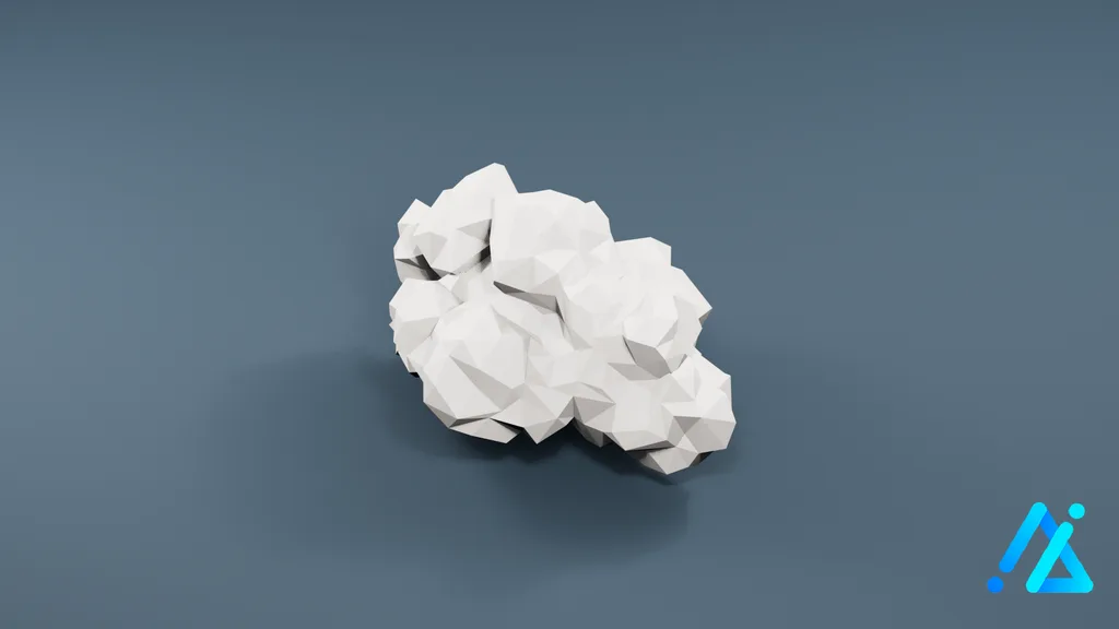 Low-Poly Compact White Cloud — 3D model preview