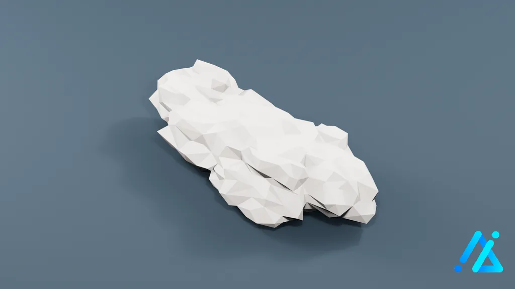 Low-Poly Long White Cloud — 3D model preview