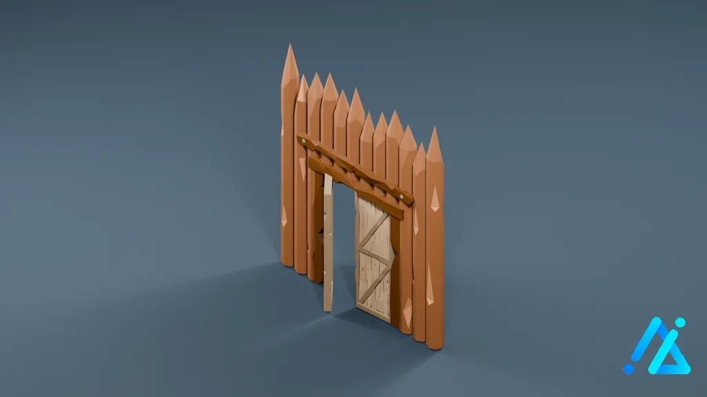 Low-Poly Palisade Gateway — 3D model preview