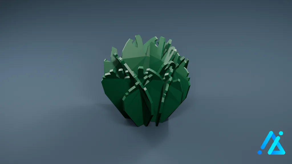 Low-Poly Dense Green Shrub — 3D model preview