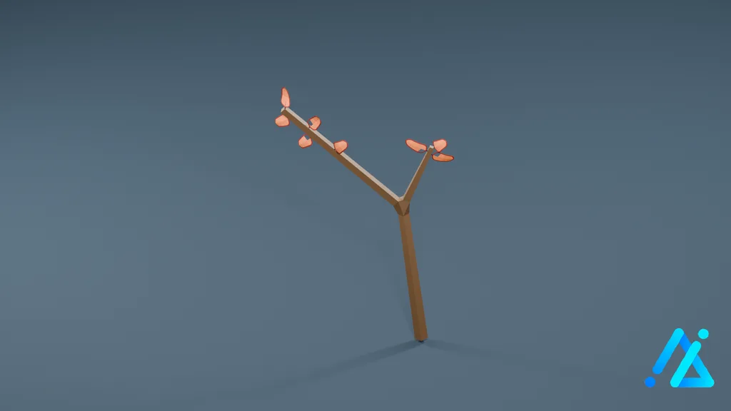 Low-Poly Bare Branch Sapling — 3D model preview