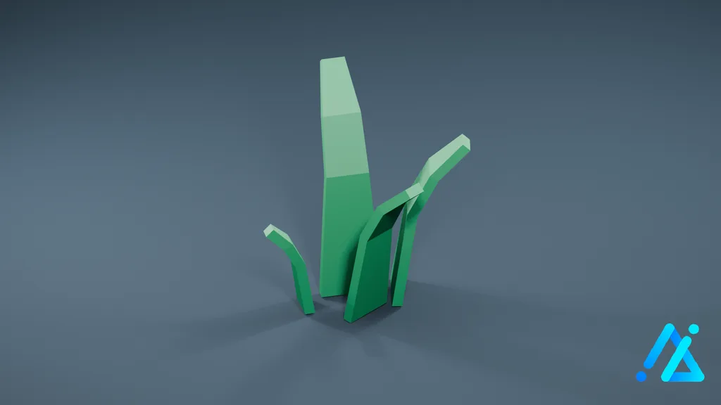 Low-Poly Upright Grass Clump — 3D model preview