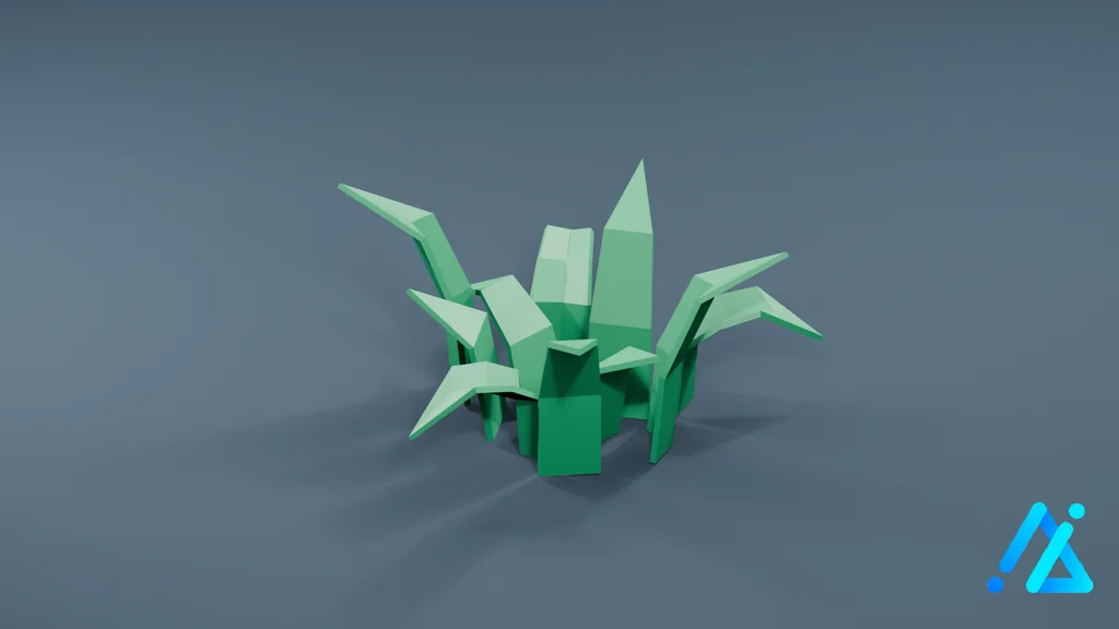 Low-Poly Broad Grass Clump — 3D model preview
