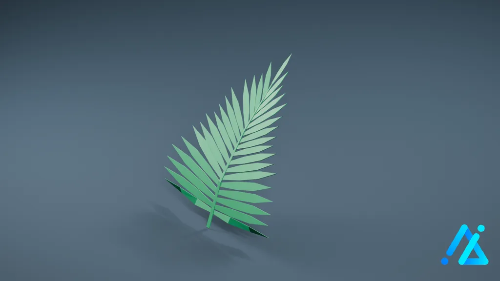 Low-Poly Palm Frond — 3D model preview