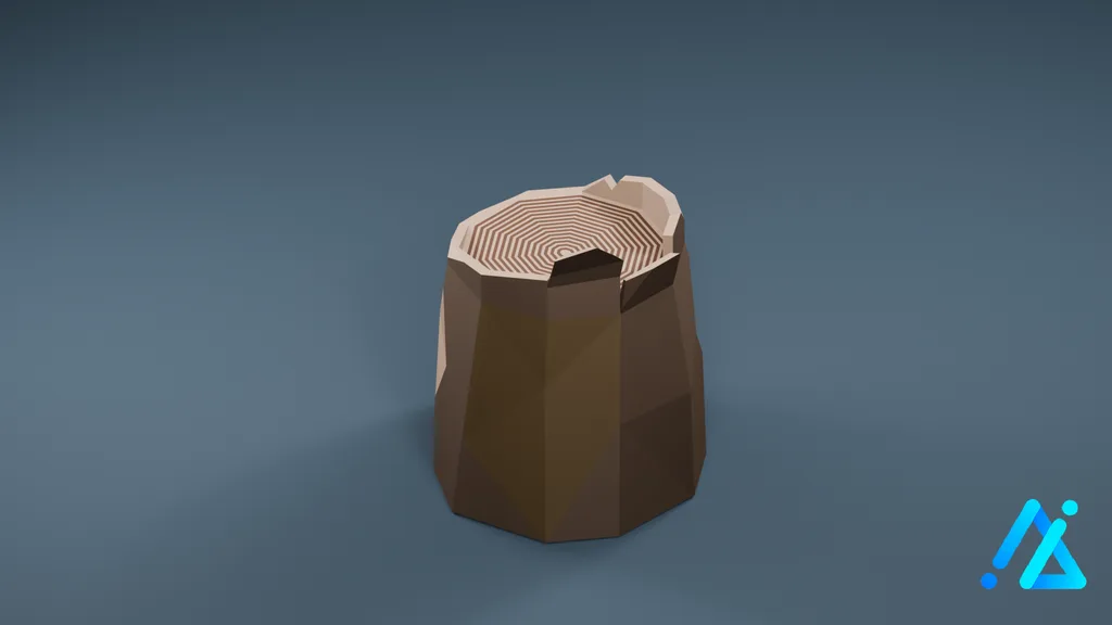 Low-Poly Cut Tree Stump — 3D model preview