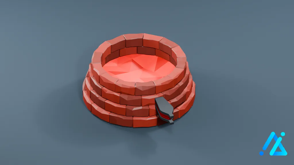 Low-Poly Round Brick Forge — 3D model preview