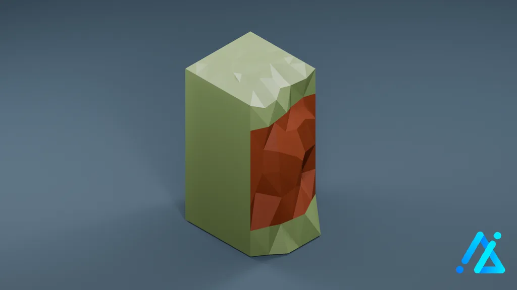 Low-Poly Village Ground Tile 04 H — 3D model preview