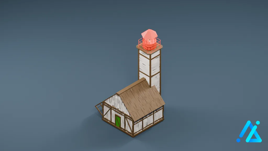 Low-Poly Village Lighthouse — 3D model preview