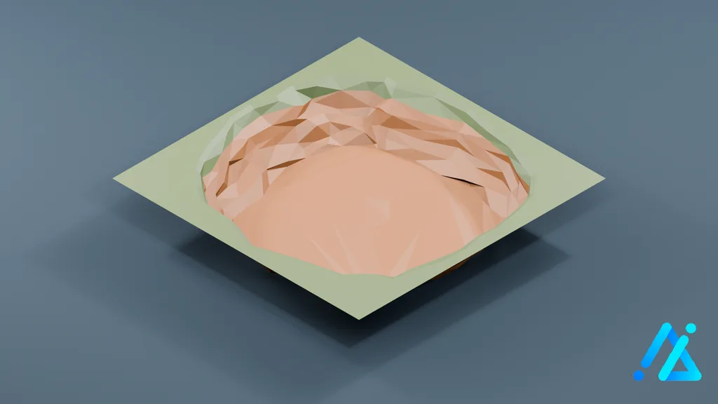 Low-Poly Round Excavated Pit — 3D model preview