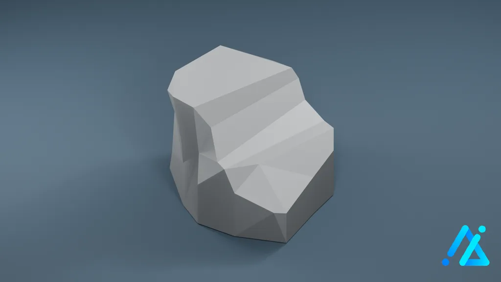 Low-Poly Upright Gray Rock — 3D model preview