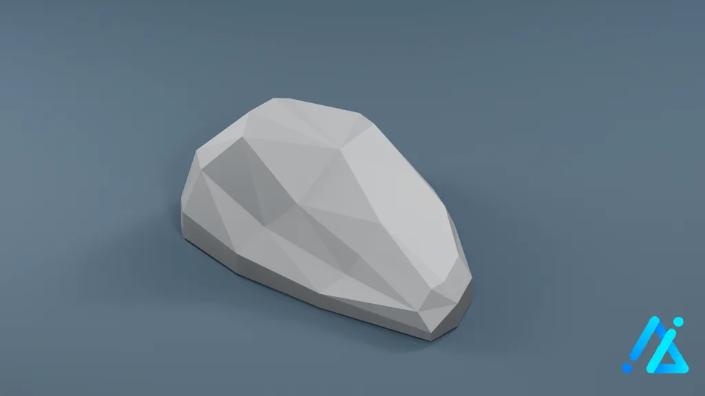 Low-Poly Low Gray Boulder — 3D model preview