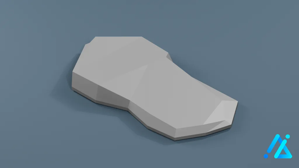Low-Poly Long Flat Rock — 3D model preview