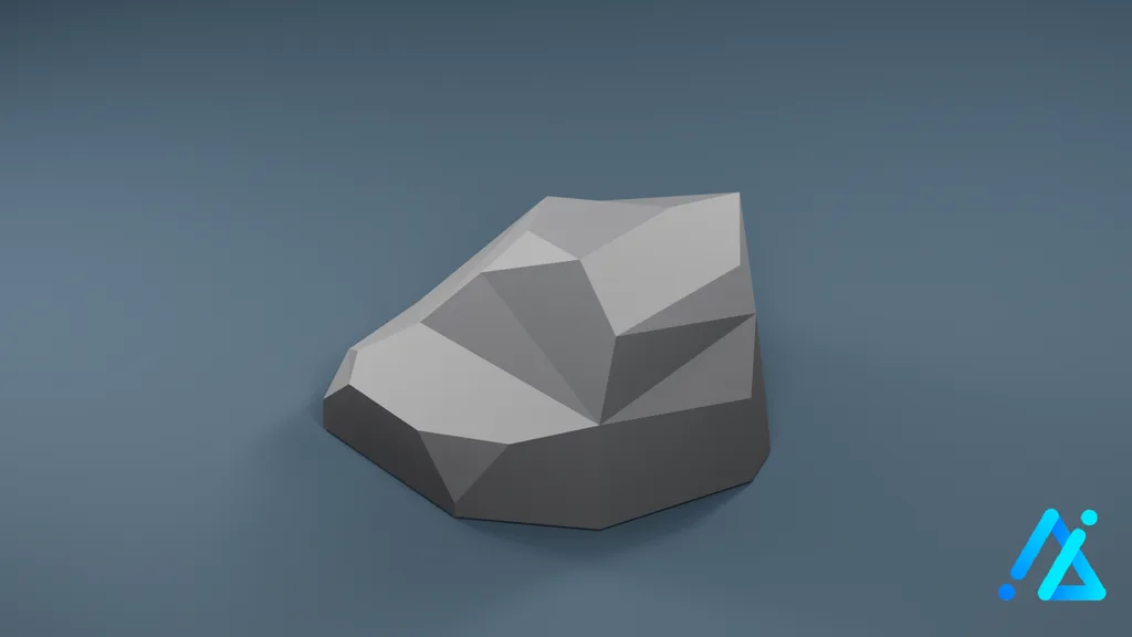 Low-Poly Pointed Gray Rock — 3D model preview