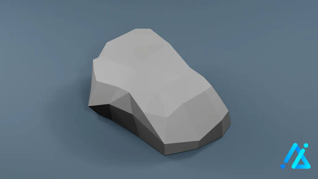 Low-Poly Rounded Gray Boulder — 3D model preview