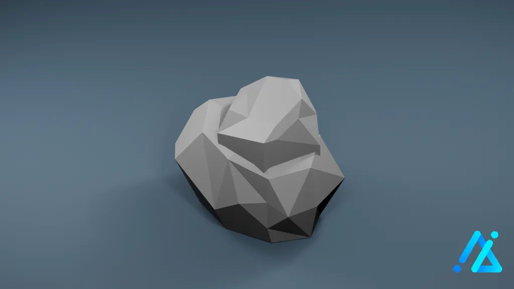 Low-Poly Craggy Gray Rock — 3D model preview