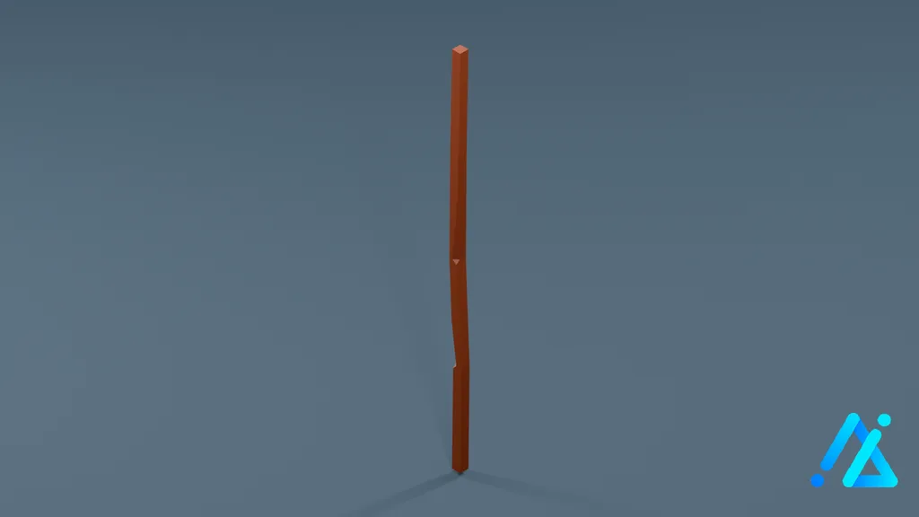 Low-Poly Straight Wooden Pole — 3D model preview