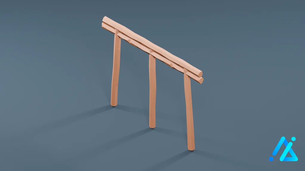 Low-Poly Timber Shelter Frame — 3D model preview