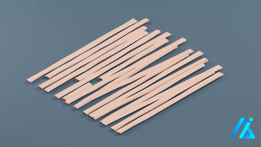 Low-Poly Parallel Timber Planks — 3D model preview