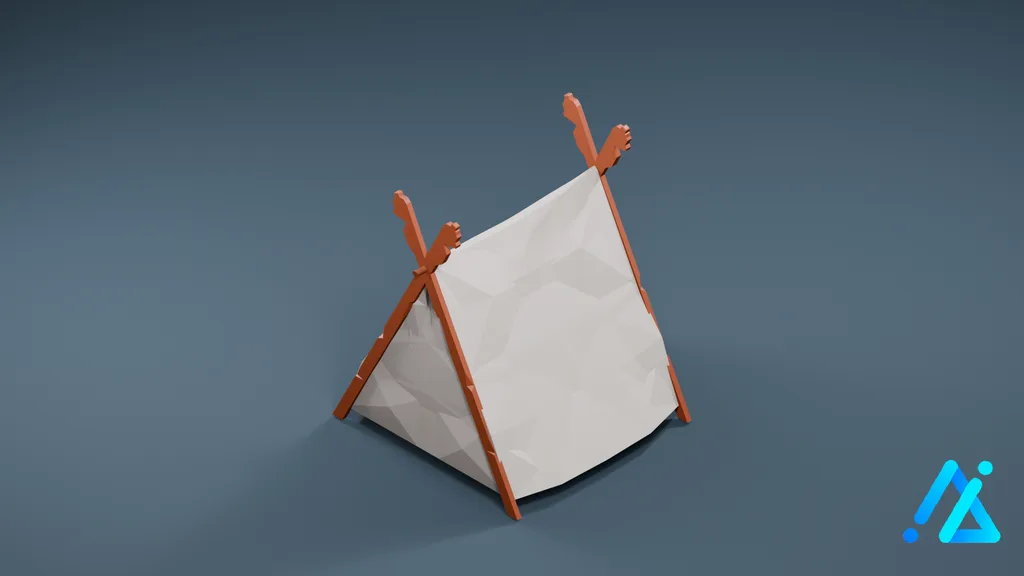 Low-Poly White A-Frame Tent — 3D model preview