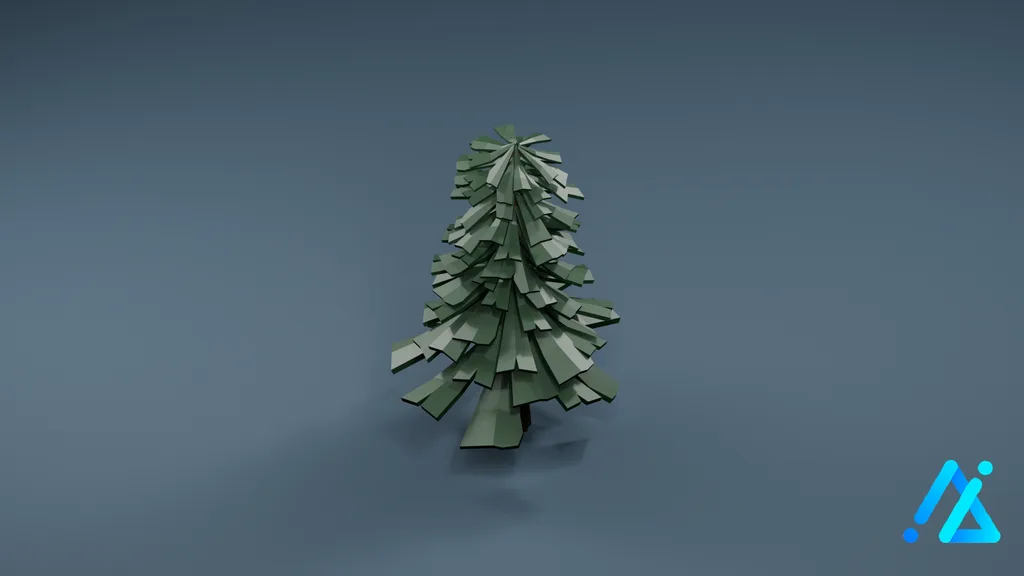 Low-Poly Dense Fir Tree 01 — 3D model preview