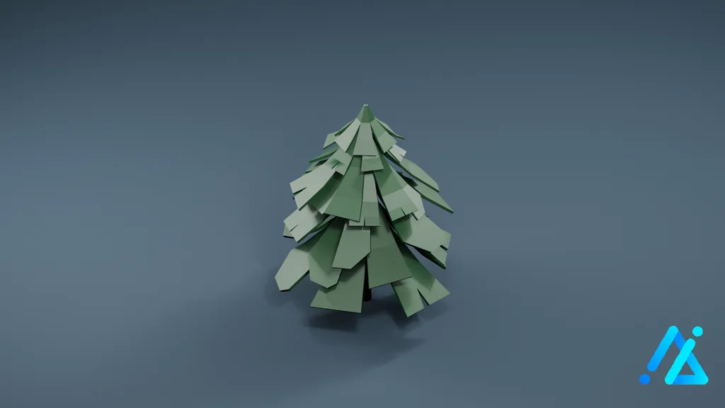 Low-Poly Broad Fir Tree 02 — 3D model preview